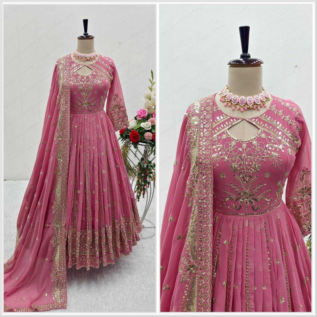 Ynf Faux Georgette KESH506 8028 Gowns Wholesale Fancy Gowns Embroidery Gowns Designer Gowns Manufacturer