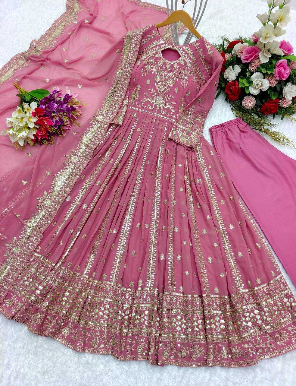 Ynf Faux Georgette KESH506 8028 Gowns Wholesale Fancy Gowns Embroidery Gowns Designer Gowns Manufacturer