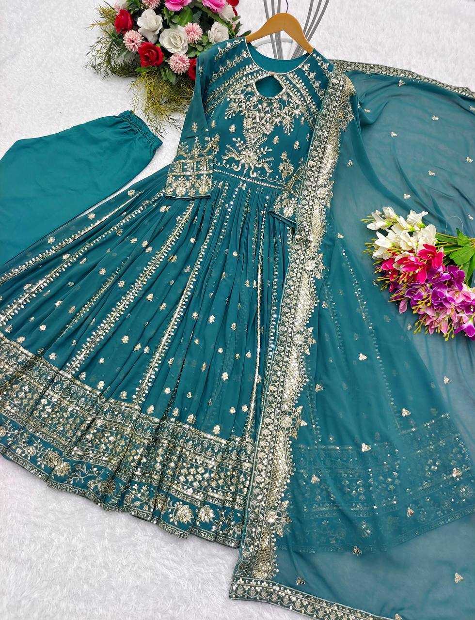 Ynf Faux Georgette KESH506 8028 Gowns Wholesale Fancy Gowns Embroidery Gowns Designer Gowns Manufacturer