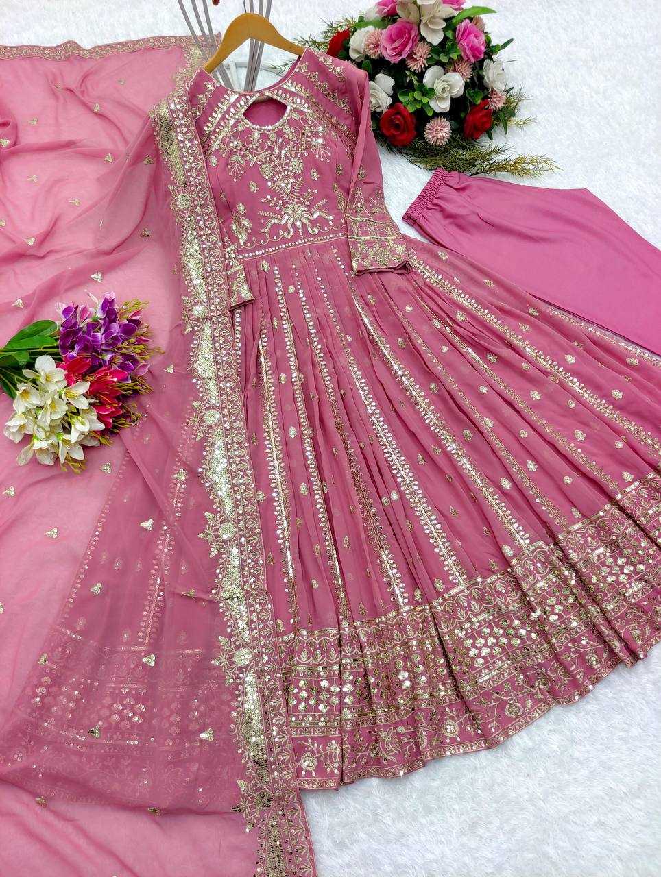 Ynf Faux Georgette KESH506 8028 Gowns Wholesale Fancy Gowns Embroidery Gowns Designer Gowns Manufacturer