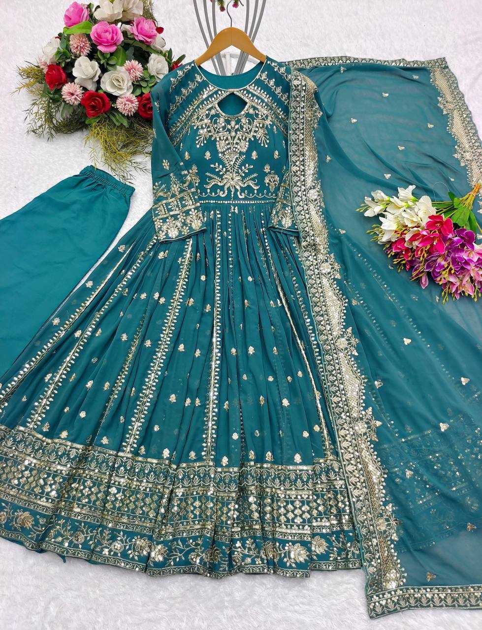 Ynf Faux Georgette KESH506 8028 Gowns Wholesale Fancy Gowns Embroidery Gowns Designer Gowns Manufacturer