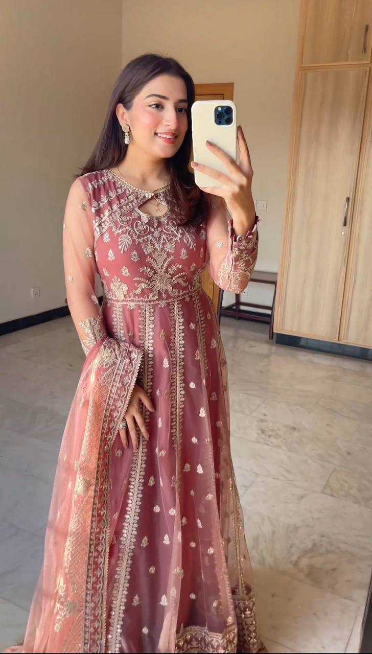 Ynf Faux Georgette KESH506 8028 Gowns Wholesale Fancy Gowns Embroidery Gowns Designer Gowns Manufacturer