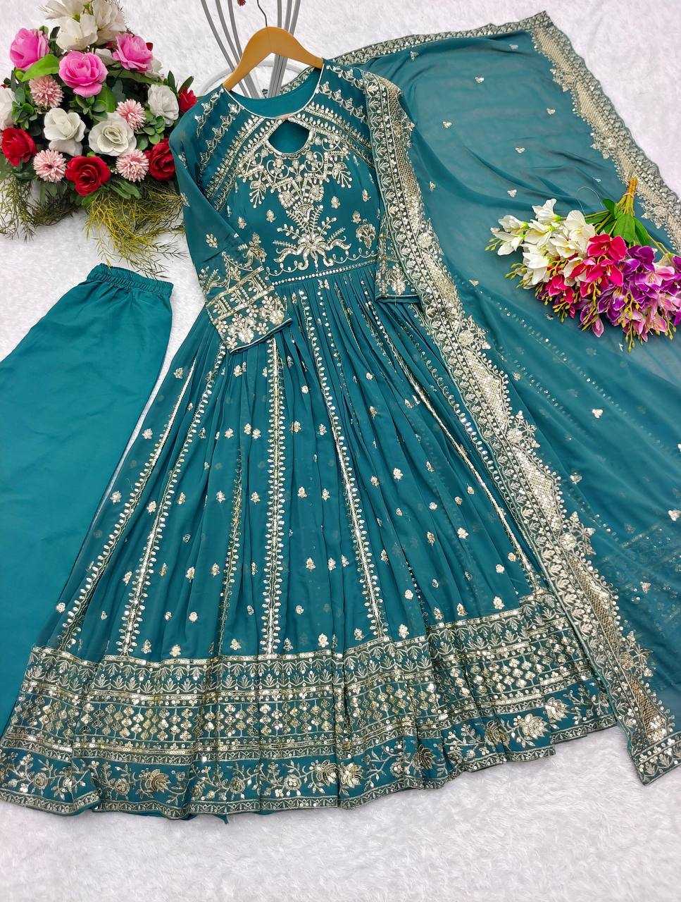 Ynf Faux Georgette KESH506 8028 Gowns Wholesale Fancy Gowns Embroidery Gowns Designer Gowns Manufacturer