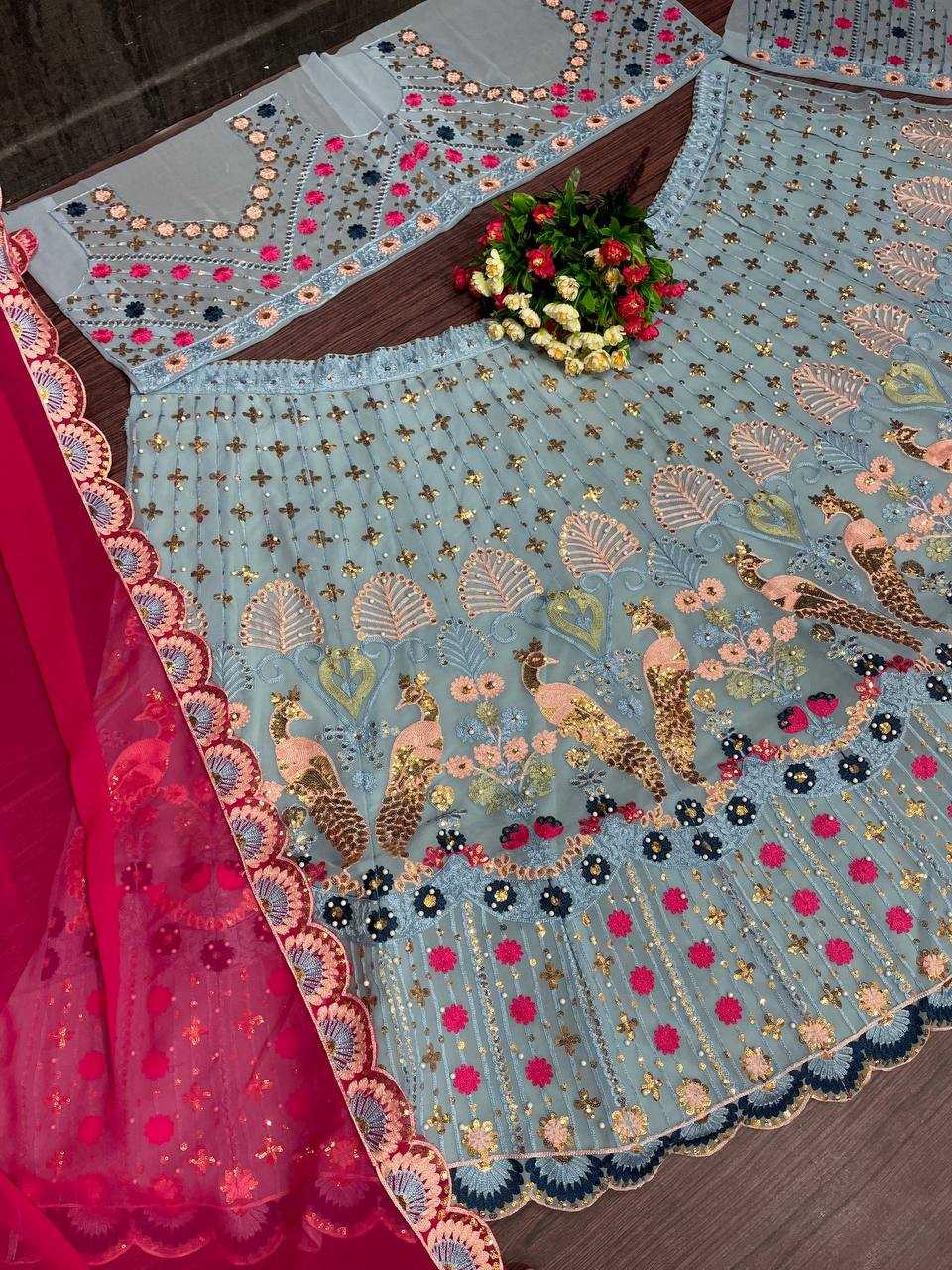 Ynf Faux Georgette KESH512 1035 Lehengas Wholesale Designer Lehenga Fancy Lehenga Embroidered Lehenga Manufacturer