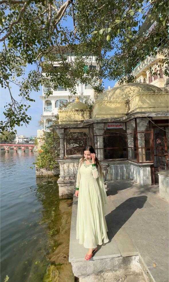 Ynf Faux Georgette KESH513 468 Gowns Wedding Collections Festive Collections Wholesale Embroidery Gowns Georgette Gown Onam Collections Manufacturer