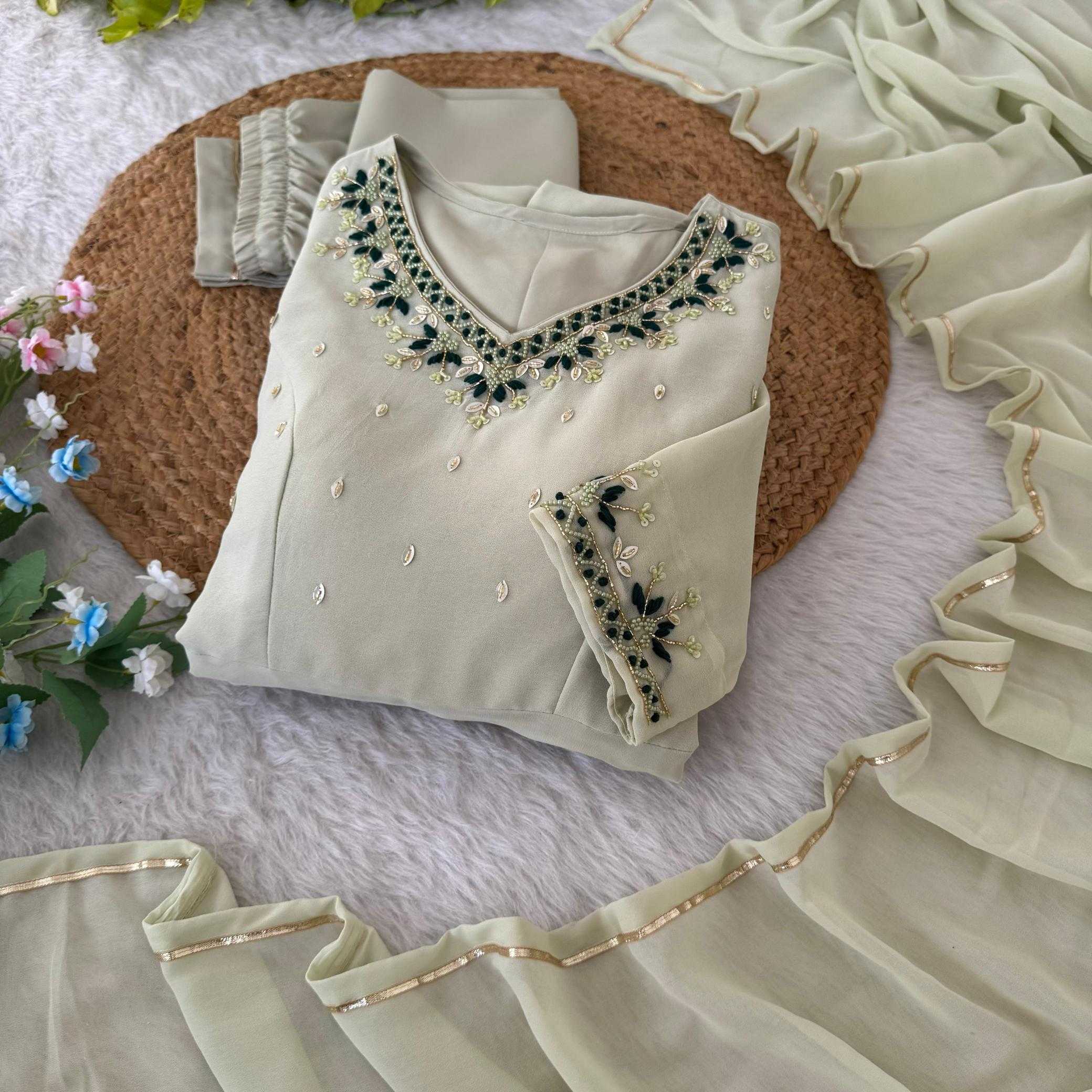 Ynf Faux Georgette KESH513 468 Gowns Wedding Collections Festive Collections Wholesale Embroidery Gowns Georgette Gown Onam Collections Manufacturer