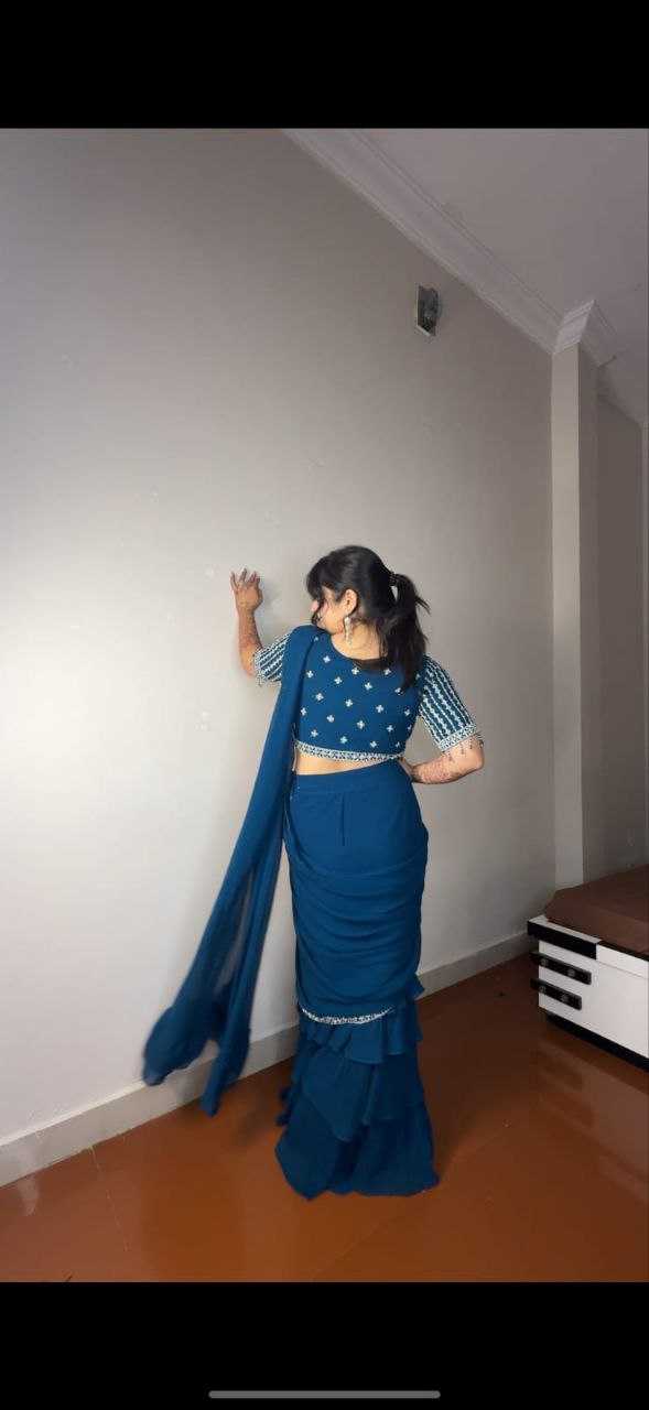 Ynf Faux Georgette KESH516 9247 Sarees Wholesale Ready To Wear Sarees Party Wear Sarees Fancy Sarees Embroidered Sarees Manufacturer