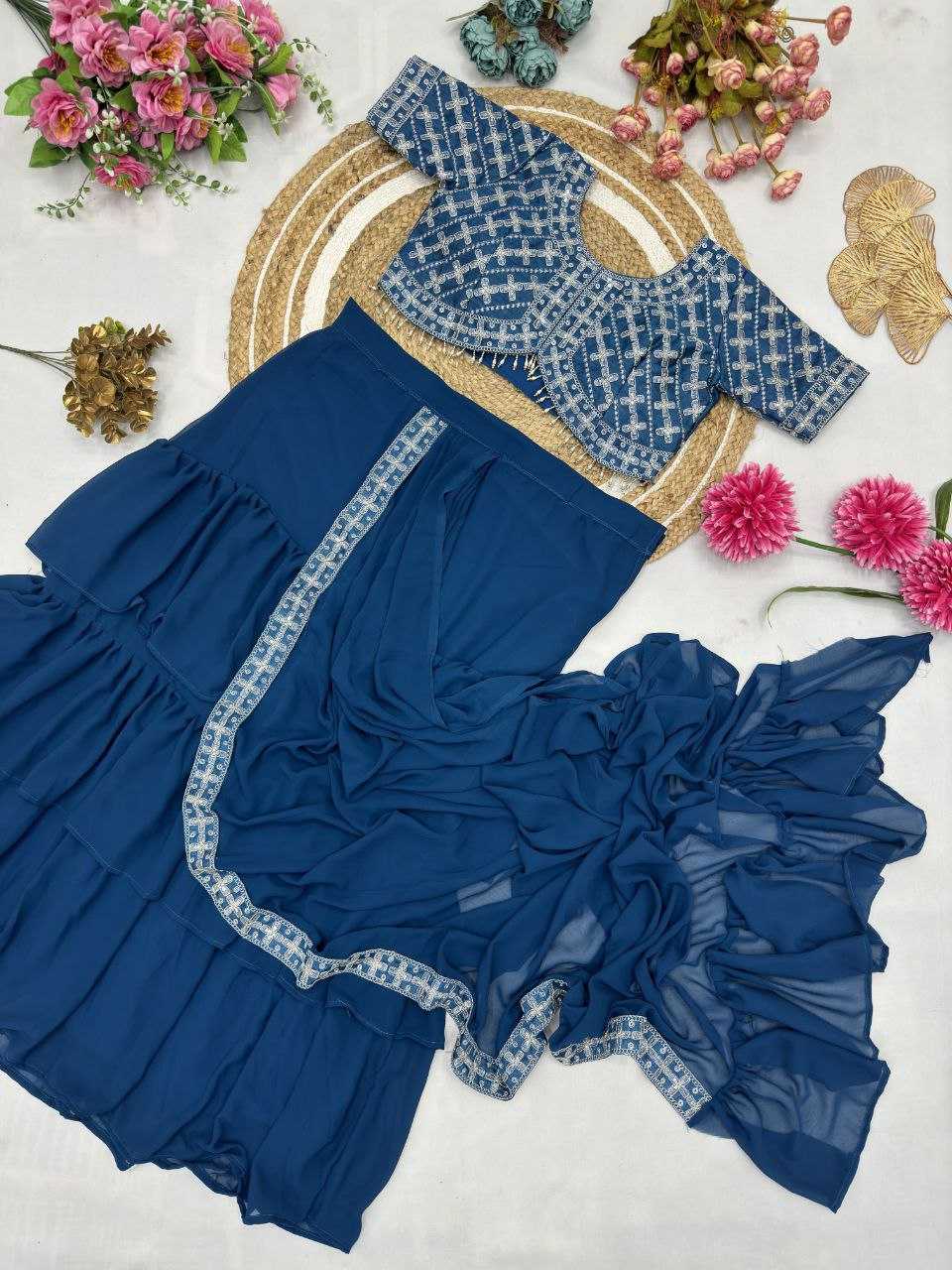 Ynf Faux Georgette KESH516 9247 Sarees Wholesale Ready To Wear Sarees Party Wear Sarees Fancy Sarees Embroidered Sarees Manufacturer