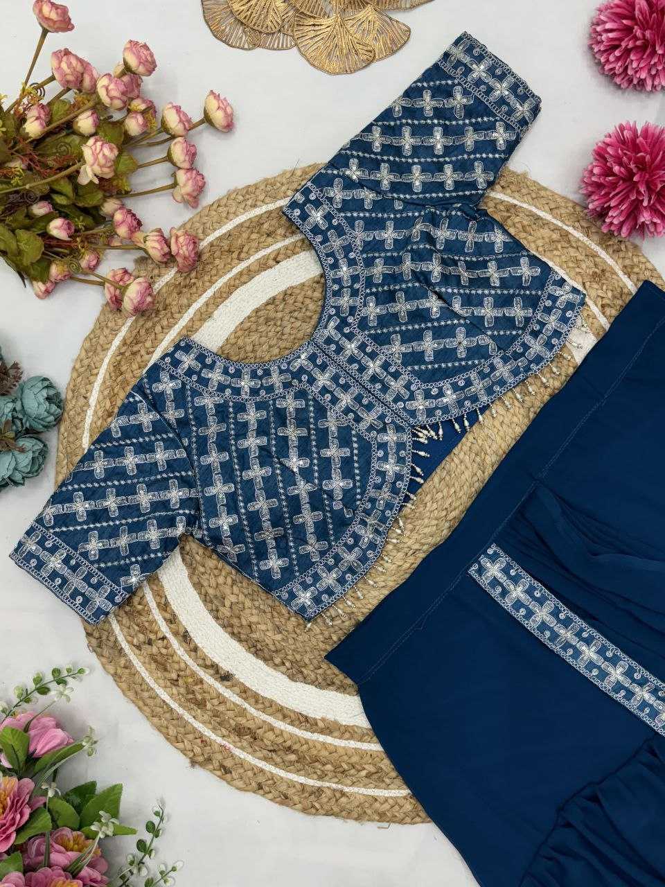 Ynf Faux Georgette KESH516 9247 Sarees Wholesale Ready To Wear Sarees Party Wear Sarees Fancy Sarees Embroidered Sarees Manufacturer