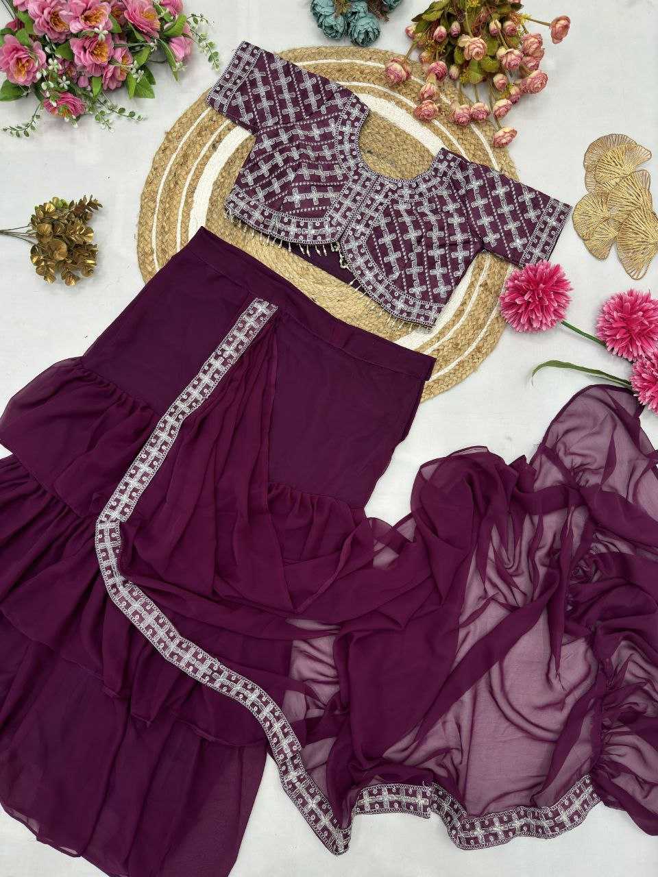 Ynf Faux Georgette KESH516 9247 Sarees Wholesale Ready To Wear Sarees Party Wear Sarees Fancy Sarees Embroidered Sarees Manufacturer