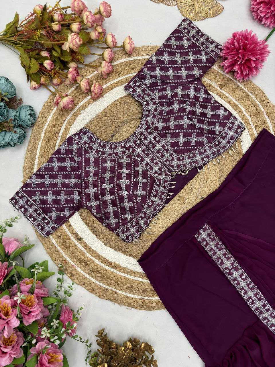 Ynf Faux Georgette KESH516 9247 Sarees Wholesale Ready To Wear Sarees Party Wear Sarees Fancy Sarees Embroidered Sarees Manufacturer