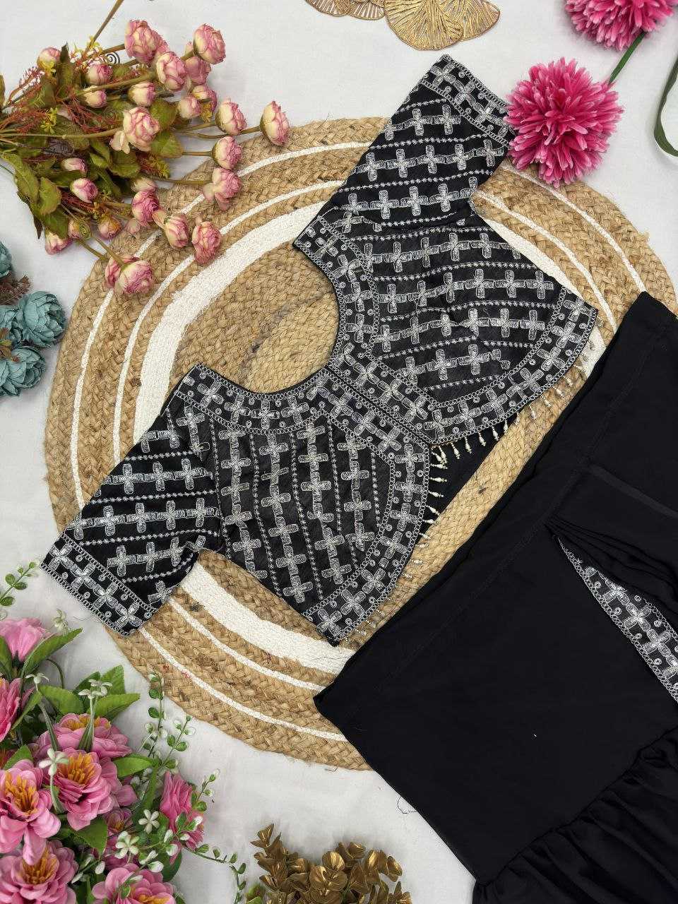 Ynf Faux Georgette KESH516 9247 Sarees Wholesale Ready To Wear Sarees Party Wear Sarees Fancy Sarees Embroidered Sarees Manufacturer