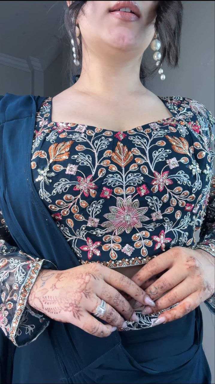 Ynf Faux Georgette KESH516 9252 Sarees Wholesale Ready To Wear Sarees Party Wear Sarees Fancy Sarees Sequence Sarees Embroidered Sarees Manufacturer