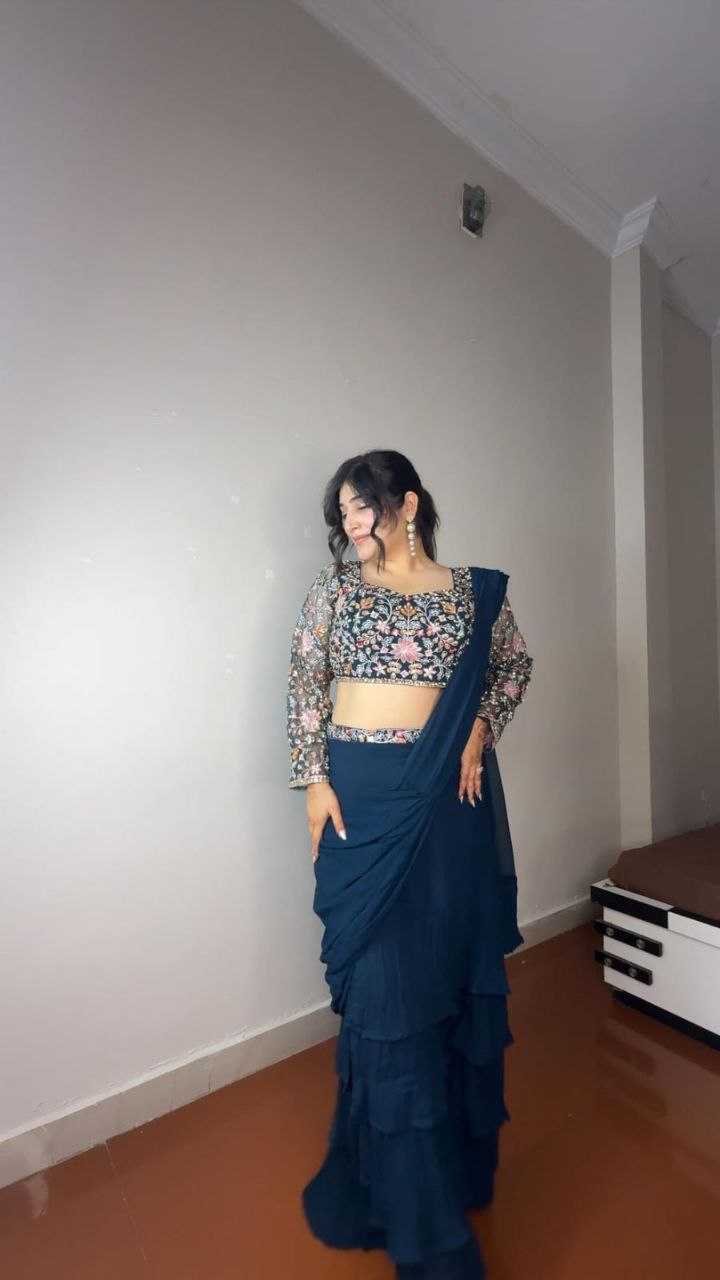 Ynf Faux Georgette KESH516 9252 Sarees Wholesale Ready To Wear Sarees Party Wear Sarees Fancy Sarees Sequence Sarees Embroidered Sarees Manufacturer