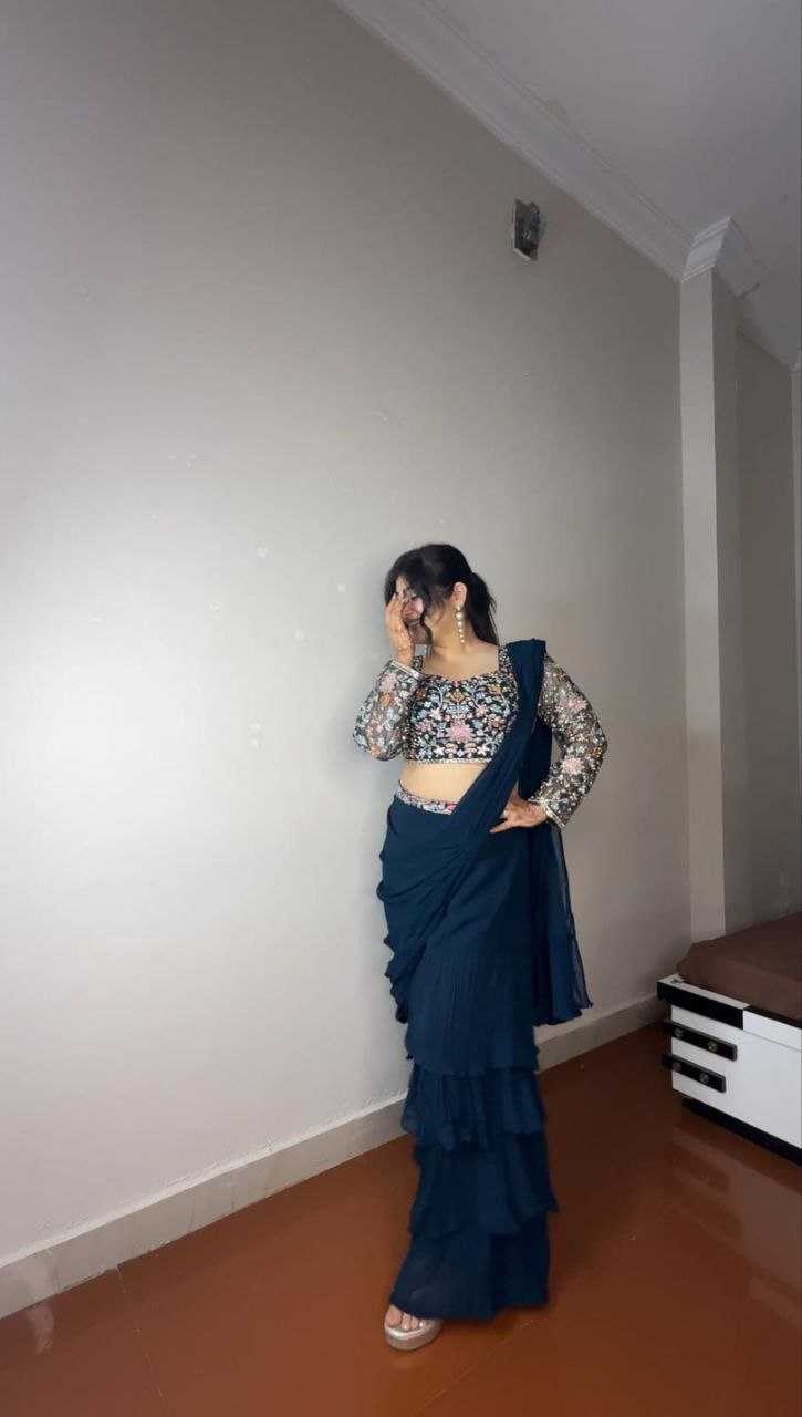 Ynf Faux Georgette KESH516 9252 Sarees Wholesale Ready To Wear Sarees Party Wear Sarees Fancy Sarees Sequence Sarees Embroidered Sarees Manufacturer