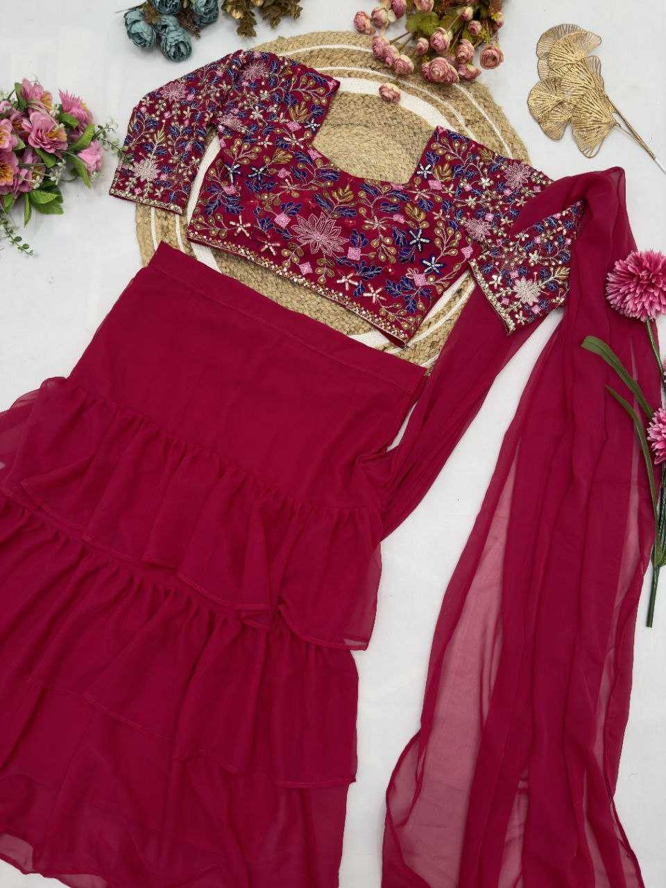 Ynf Faux Georgette KESH516 9252 Sarees Wholesale Ready To Wear Sarees Party Wear Sarees Fancy Sarees Sequence Sarees Embroidered Sarees Manufacturer