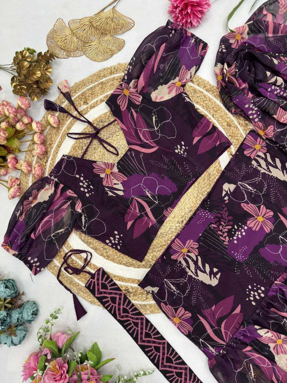 Ynf Faux Georgette KESH516 9254 Sarees Wholesale Ready To Wear Sarees Party Wear Sarees Fancy Sarees Printed Sarees Manufacturer