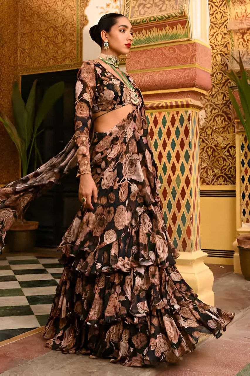 Ynf Faux Georgette KESH516 9258 Sarees Wholesale Ready To Wear Sarees Party Wear Sarees Printed Sarees Lehenga Sarees Manufacturer