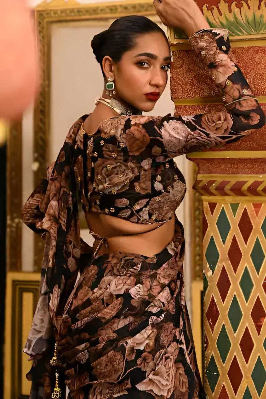 Ynf Faux Georgette KESH516 9258 Sarees Wholesale Ready To Wear Sarees Party Wear Sarees Printed Sarees Lehenga Sarees Manufacturer
