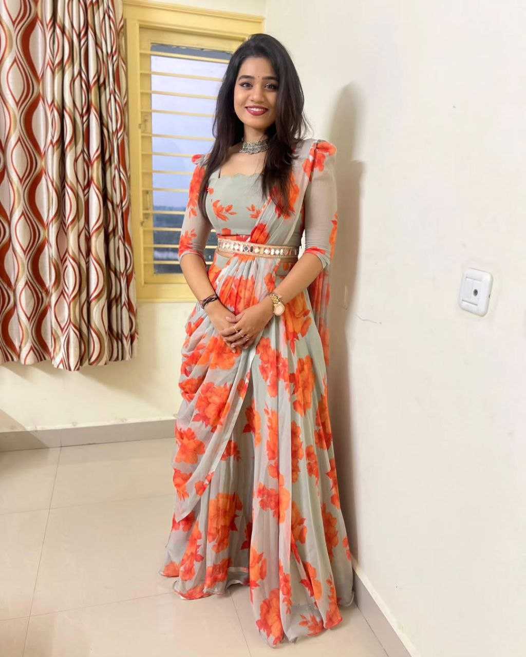 Ynf Faux Georgette KESH516 9261 Sarees Wholesale Party Wear Sarees Fancy Sarees Printed Sarees Lehenga Sarees Saree with Belt Manufacturer