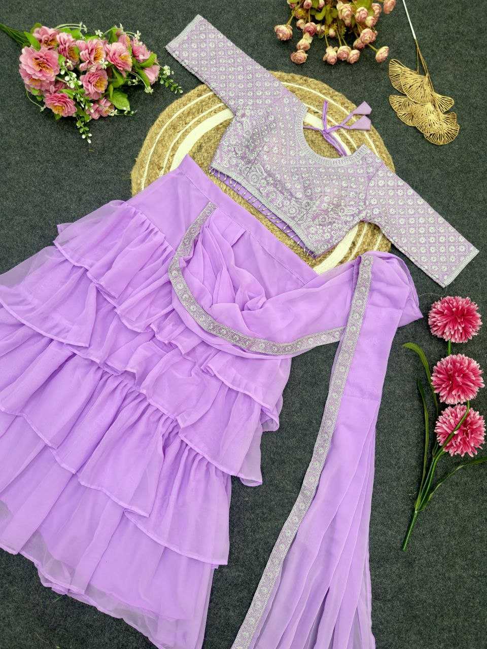 Ynf Faux Georgette KESH516 9265 Sarees Wholesale Ready To Wear Sarees Party Wear Sarees Fancy Sarees Sequence Sarees Embroidered Sarees Manufacturer