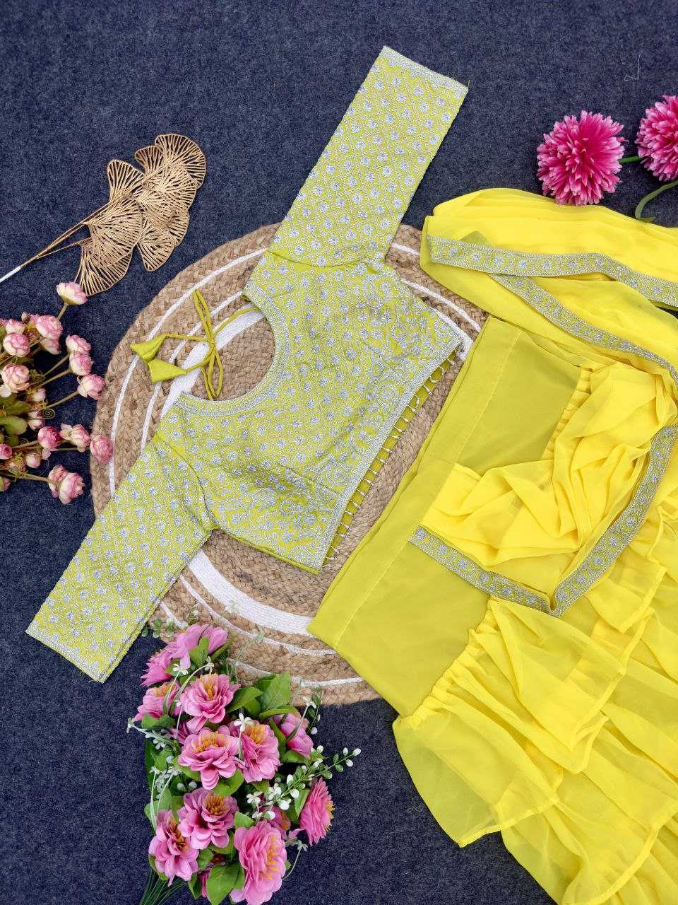 Ynf Faux Georgette KESH516 9265 Sarees Wholesale Ready To Wear Sarees Party Wear Sarees Fancy Sarees Sequence Sarees Embroidered Sarees Manufacturer