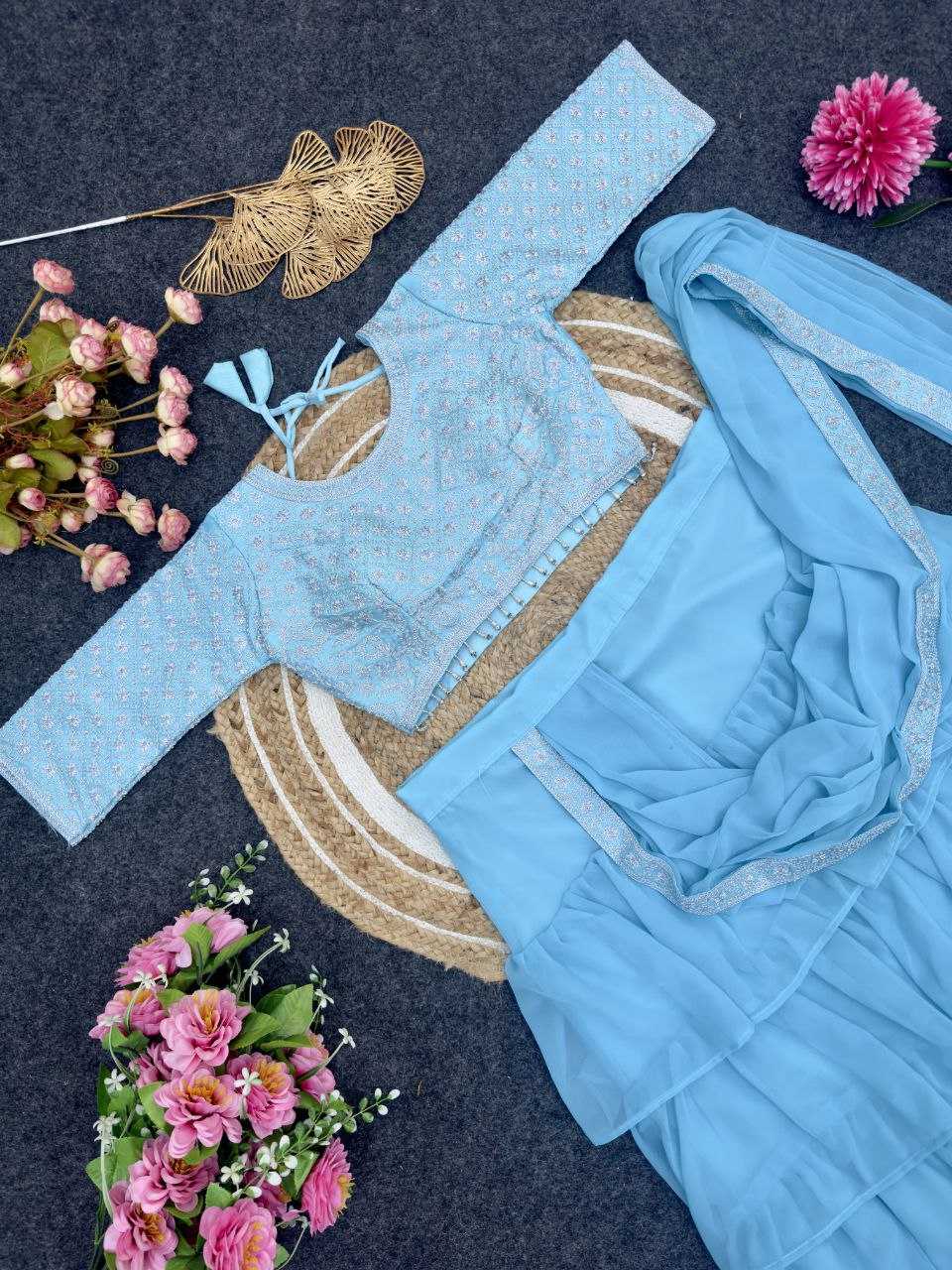 Ynf Faux Georgette KESH516 9265 Sarees Wholesale Ready To Wear Sarees Party Wear Sarees Fancy Sarees Sequence Sarees Embroidered Sarees Manufacturer
