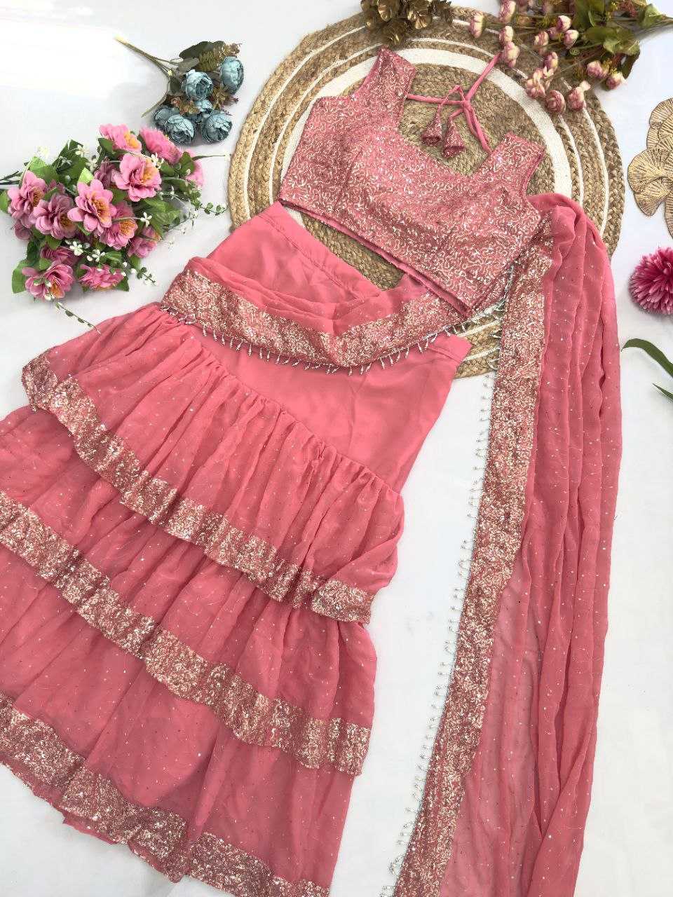 Ynf Faux Georgette KESH516 Sarees Wholesale Ready To Wear Sarees Party Wear Sarees Fancy Sarees Lehenga Sarees Sequence Sarees Embroidered Sarees Manufacturer
