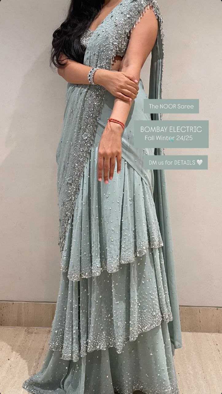 Ynf Faux Georgette KESH516 Sarees Wholesale Ready To Wear Sarees Party Wear Sarees Fancy Sarees Lehenga Sarees Sequence Sarees Embroidered Sarees Manufacturer