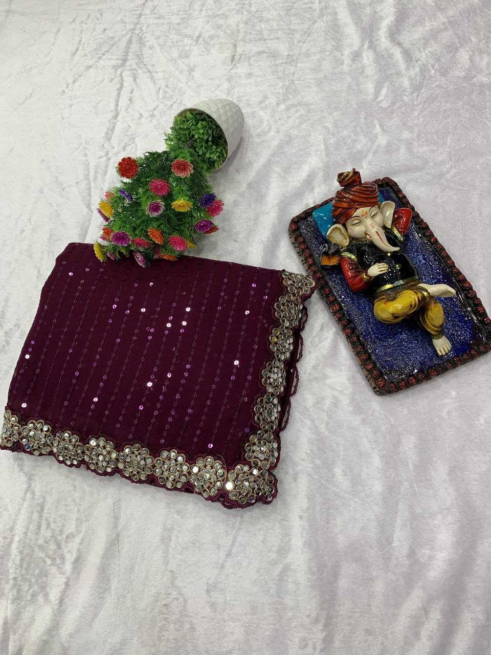 Ynf Faux Georgette RIN112 101 Sarees Wholesale Fancy Sarees Georgette Sarees Work Sarees Manufacturer
