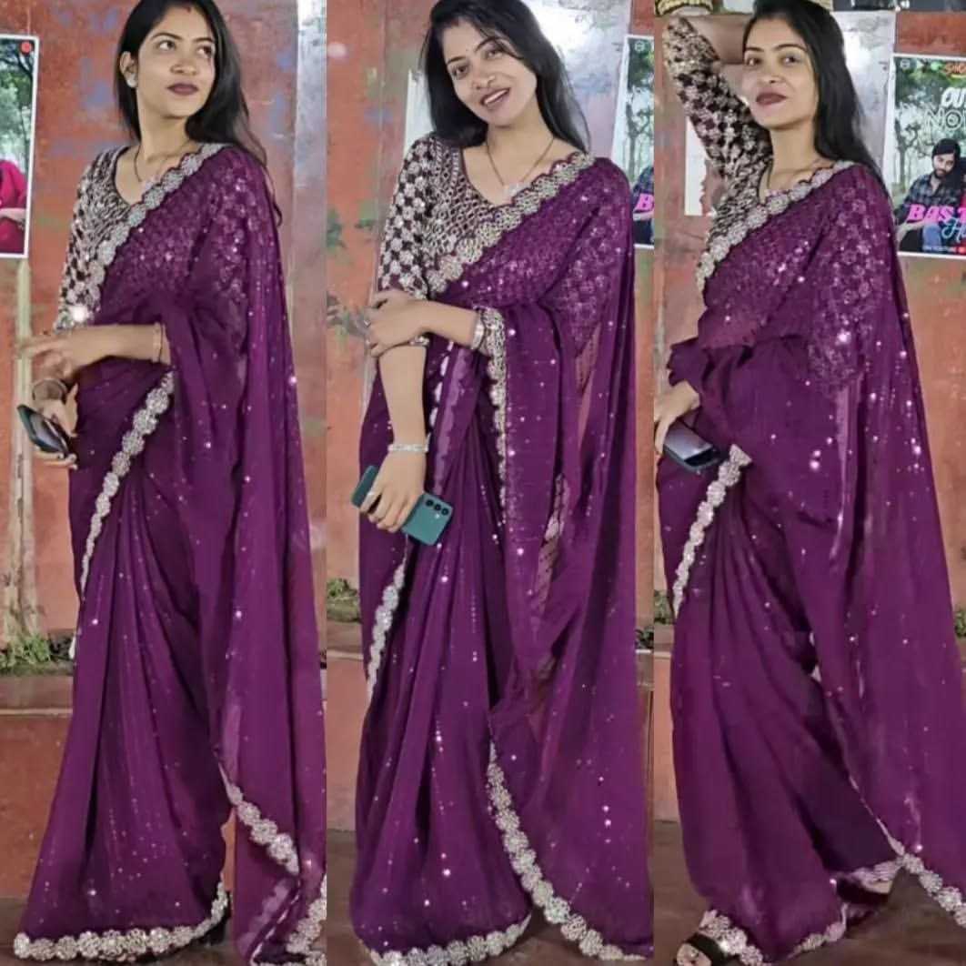 Ynf Faux Georgette RIN112 101 Sarees Wholesale Fancy Sarees Georgette Sarees Work Sarees Manufacturer
