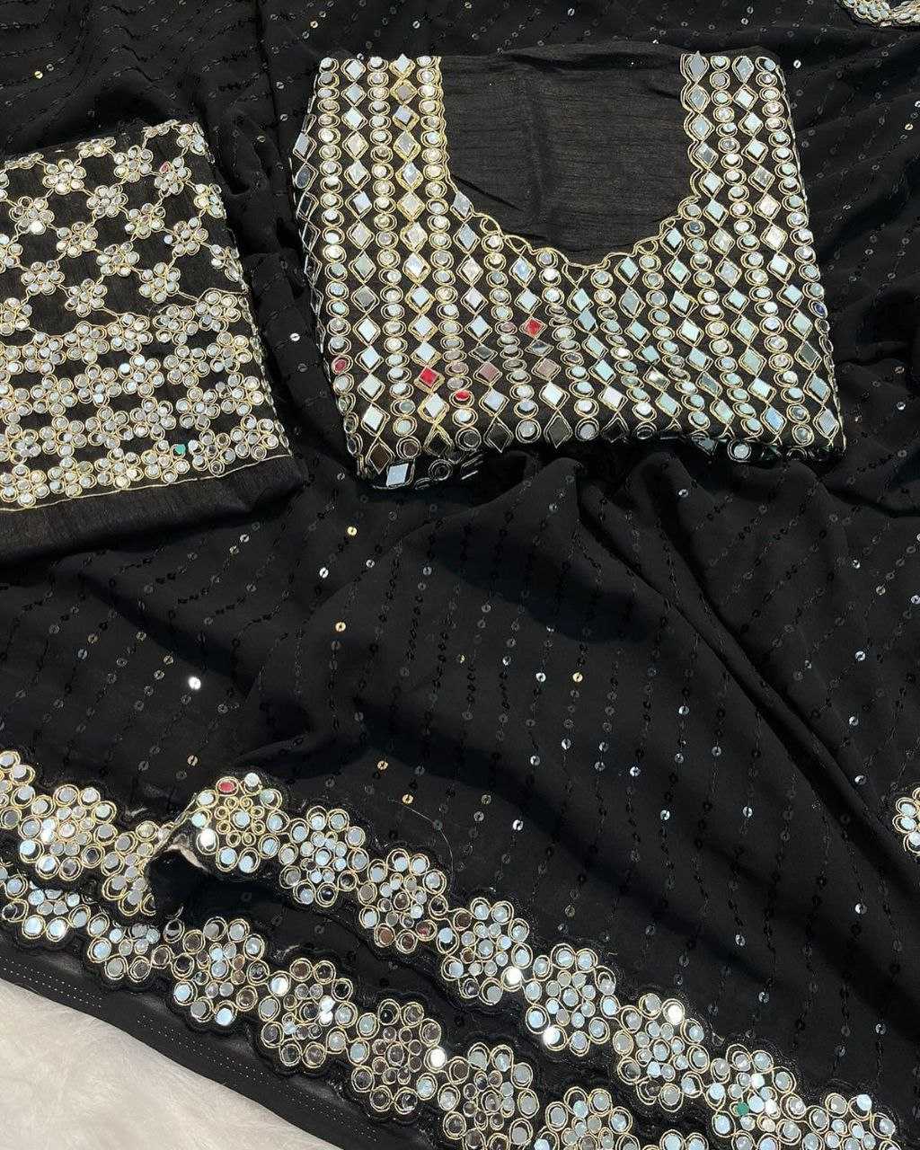 Ynf Faux Georgette RIN112 101 Sarees Wholesale Fancy Sarees Georgette Sarees Work Sarees Manufacturer
