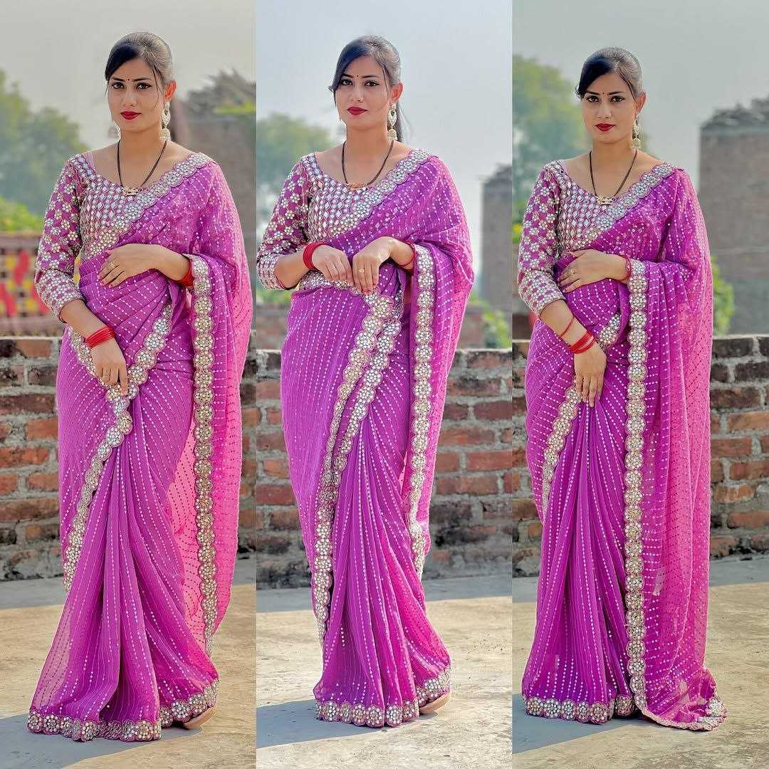 Ynf Faux Georgette RIN112 101 Sarees Wholesale Fancy Sarees Georgette Sarees Work Sarees Manufacturer