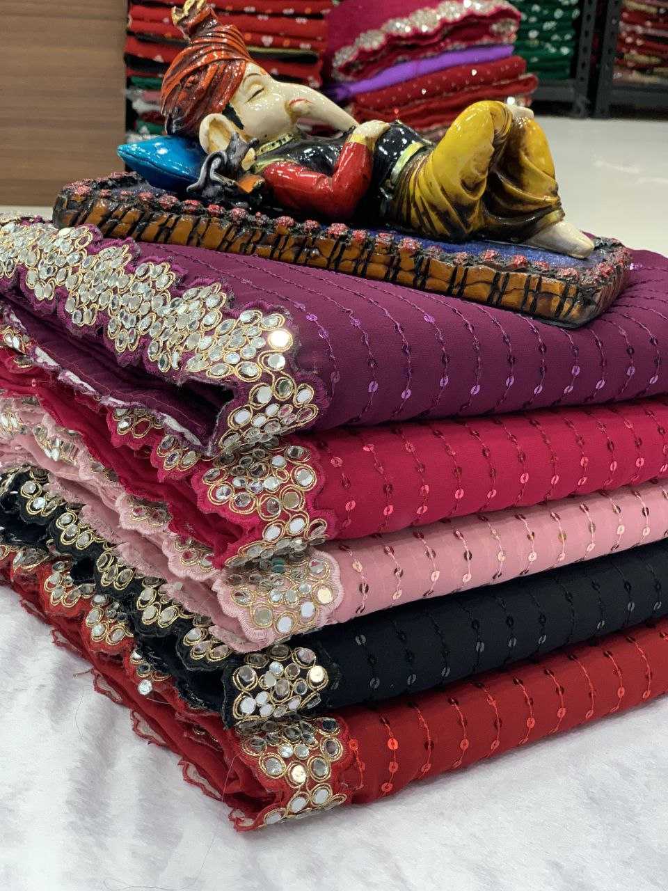 Ynf Faux Georgette RIN112 101 Sarees Wholesale Fancy Sarees Georgette Sarees Work Sarees Manufacturer
