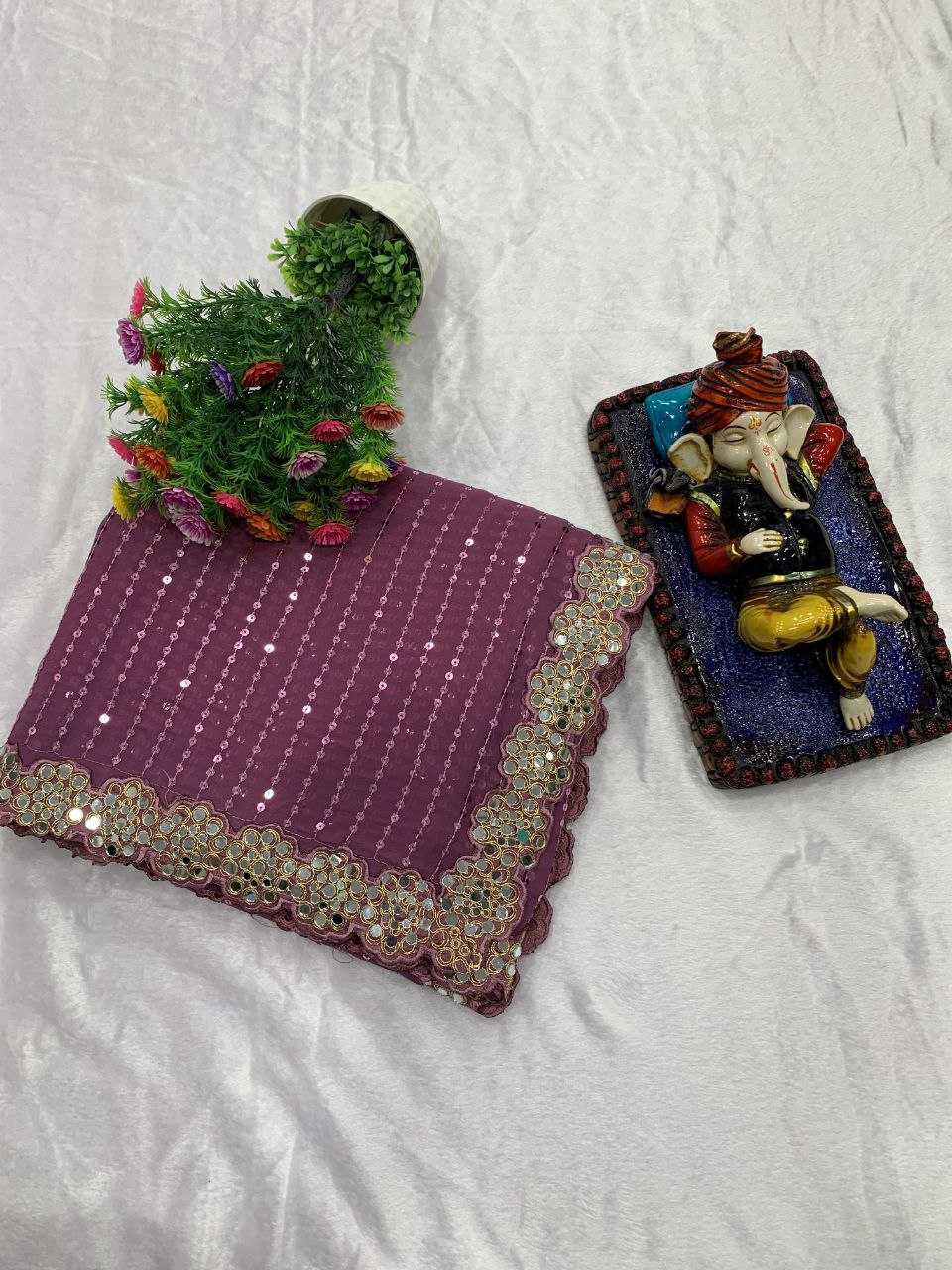 Ynf Faux Georgette RIN112 101 Sarees Wholesale Fancy Sarees Georgette Sarees Work Sarees Manufacturer