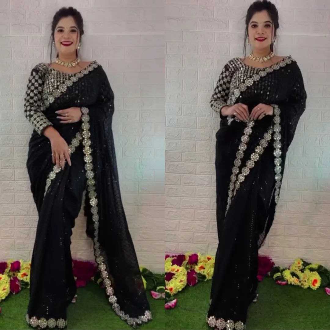 Ynf Faux Georgette RIN112 101 Sarees Wholesale Fancy Sarees Georgette Sarees Work Sarees Manufacturer