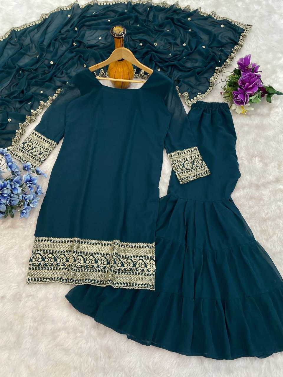 Ynf Faux Georgette RIN129 031 Suits & Dresses Wholesale Ladies Suits Embroidery Suits Georgette Suit Manufacturer