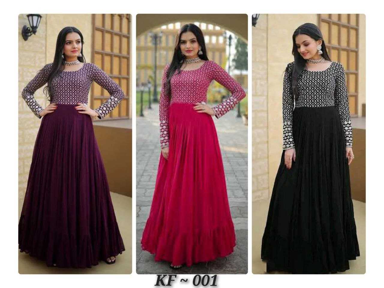 Ynf Faux Georgette RIN131 001 Gowns Wholesale Anarkali Gown Sequin Gowns Manufacturer