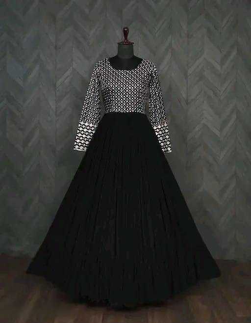 Ynf Faux Georgette RIN131 001 Gowns Wholesale Anarkali Gown Sequin Gowns Manufacturer