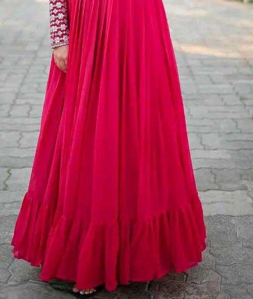 Ynf Faux Georgette RIN131 001 Gowns Wholesale Anarkali Gown Sequin Gowns Manufacturer