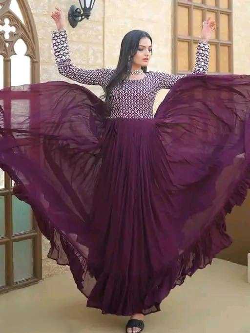 Ynf Faux Georgette RIN131 001 Gowns Wholesale Anarkali Gown Sequin Gowns Manufacturer
