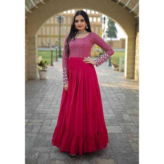 Ynf Faux Georgette RIN131 001 Gowns Wholesale Anarkali Gown Sequin Gowns Manufacturer