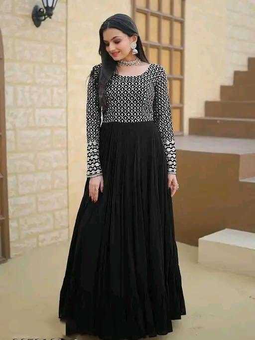 Ynf Faux Georgette RIN131 001 Gowns Wholesale Anarkali Gown Sequin Gowns Manufacturer