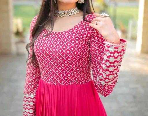 Ynf Faux Georgette RIN131 001 Gowns Wholesale Anarkali Gown Sequin Gowns Manufacturer