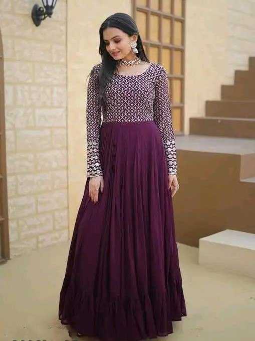 Ynf Faux Georgette RIN131 001 Gowns Wholesale Anarkali Gown Sequin Gowns Manufacturer