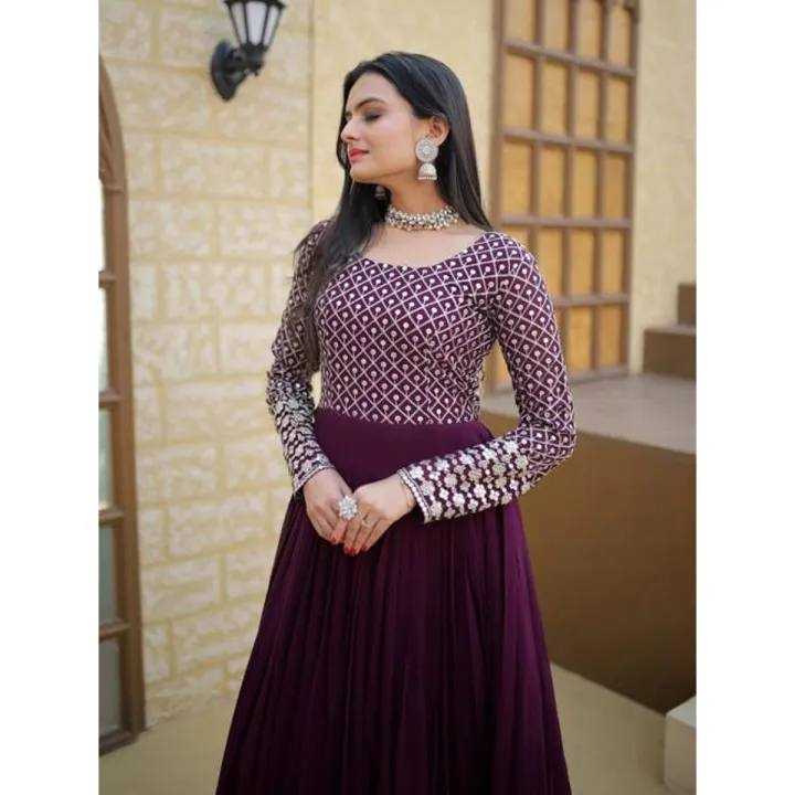 Ynf Faux Georgette RIN131 001 Gowns Wholesale Anarkali Gown Sequin Gowns Manufacturer