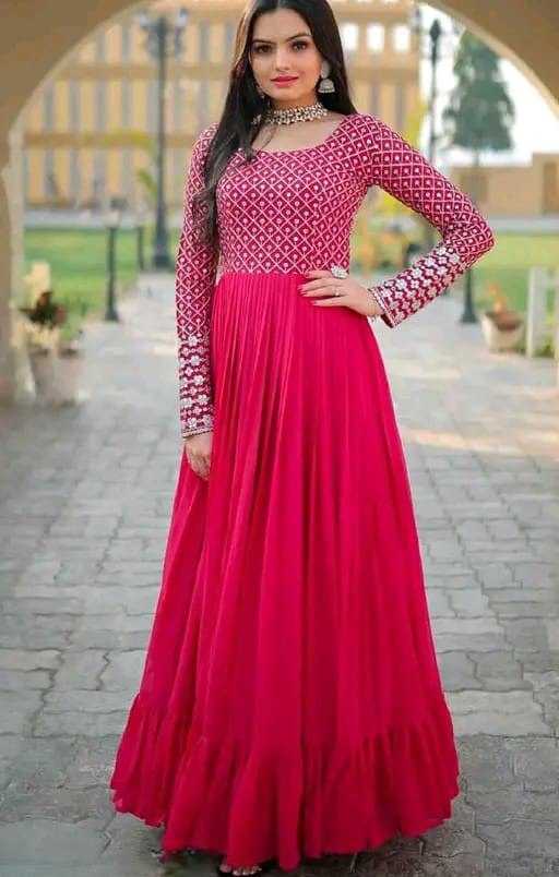 Ynf Faux Georgette RIN131 001 Gowns Wholesale Anarkali Gown Sequin Gowns Manufacturer