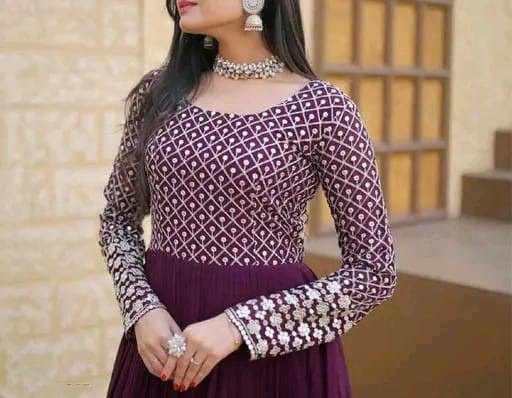 Ynf Faux Georgette RIN131 001 Gowns Wholesale Anarkali Gown Sequin Gowns Manufacturer