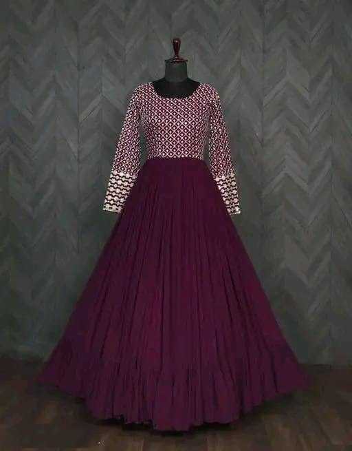 Ynf Faux Georgette RIN131 001 Gowns Wholesale Anarkali Gown Sequin Gowns Manufacturer