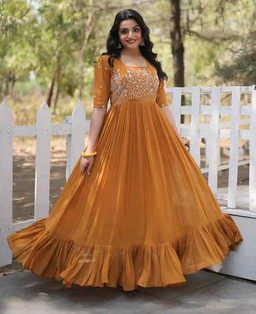 Ynf Faux Georgette RIN131 003 Gowns Wholesale Embroidery Gowns Anarkali Gown Long Gowns Manufacturer